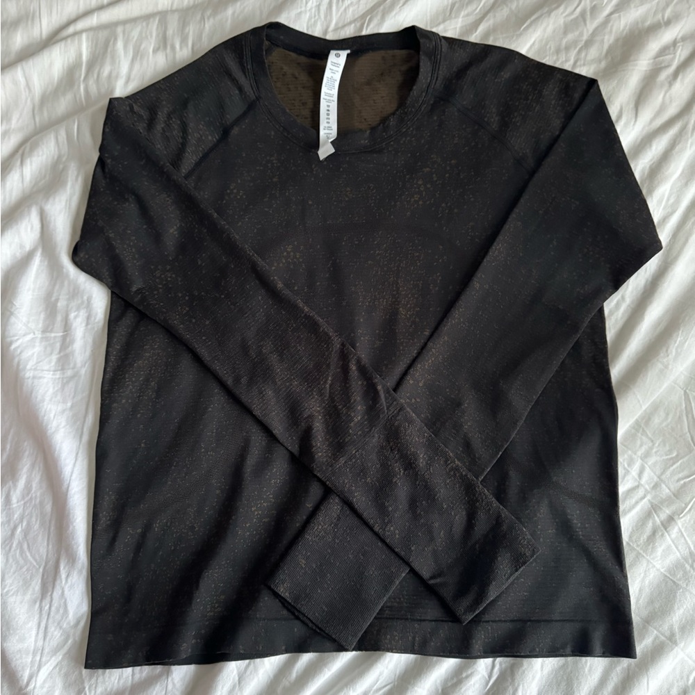 Lululemon swiftly race length long sleeve, size 10, colour: Black/Deep Artifact